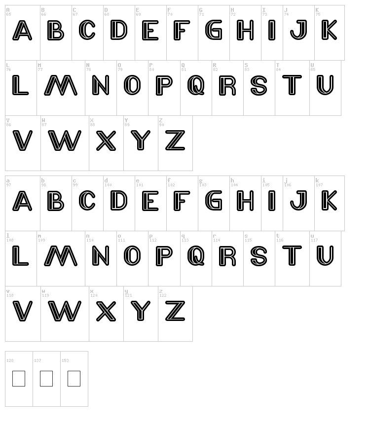 Laser Gun font map